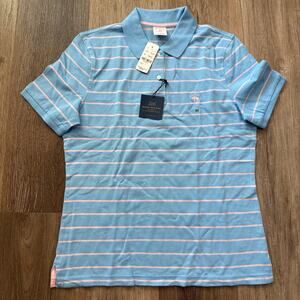 Vintage Brooks Brothers Golden Fleece women polo top shirt size M baby blue pink
